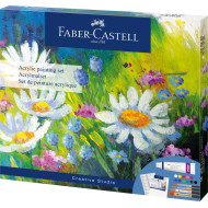 SET ACRILIC CREATIV 18 PIESE (12 CULORI ACRILICE x 9ML + CANVAS+ PALETA+ 4 PENSULE) FABER-CASTELL