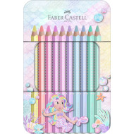 SET CADOU 10 CREIOANE COLORATE SPARKLE JUMBO PASTEL FABER-CASTELL