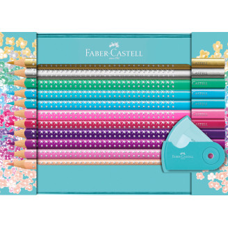 SET CADOU 20 CREIOANE COLORATE SPARKLE + ASC. SLEEVE FABER-CASTE