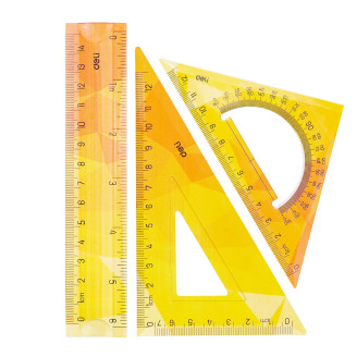 SET GEOMETRIE 3 PIESE FLEXIBIL COLOR (RIG.15, ECH.13CM, ECH.13CM) DELI