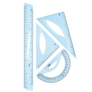 SET GEOMETRIE 4 PIESE ALBASTRU TRANSPARENT (RIG30CM, ECH*2, RAP) DELI SET GEOMETRIE 4 PIESE ALBASTRU TRANSPARENT (RIG30CM, ECH*2, RAP) DELI